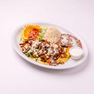 Omelet Perlas, Jamon, Chorizo, Papas & Queso